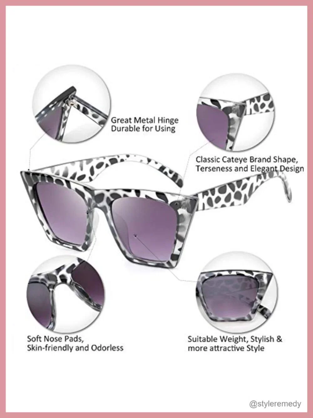 Vintage Square Cat Eye Sunglasses Trendy Cateye UV400 Protection